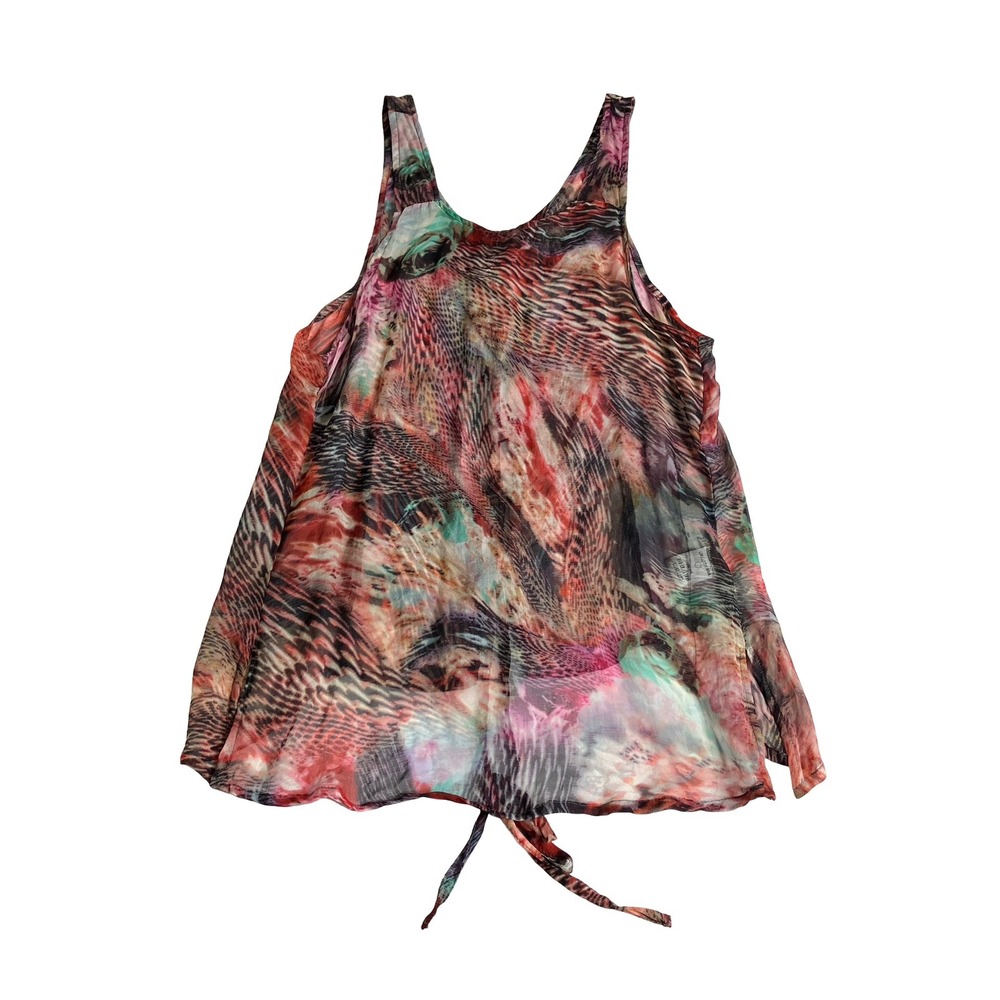Lip Service X Kill City Silk‎ Tank Top Womens M Y2K Psychedelic Sheer Tie Back